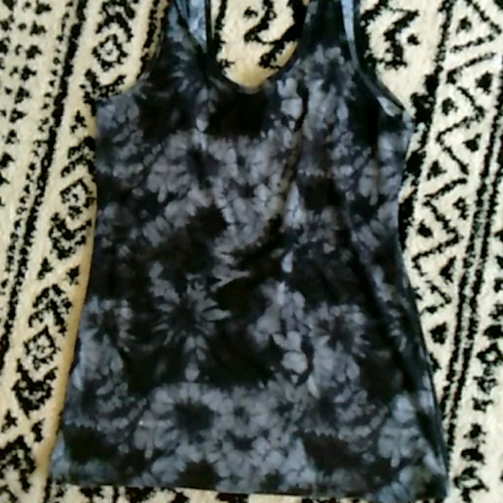 A black tye dye spaghetti strap